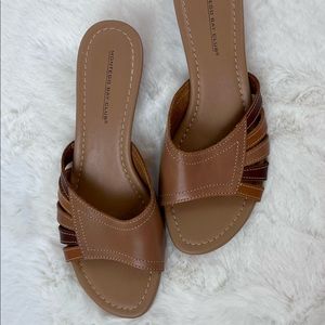 Montego Bay Club Neutral Boho Leather Wedge Sandals - Size 9